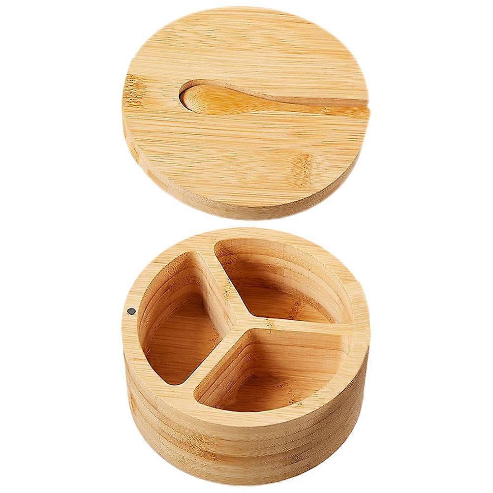 Bamboo Spice Box with Divided Compartments and for Convenient Storage Light Brown Portable 4.5x3.2x2.8 Inches