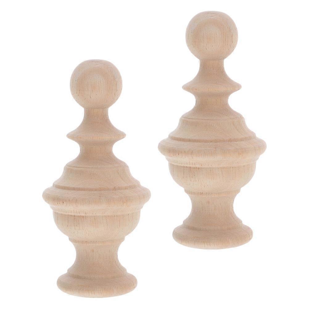 Unfinished Solid Wood Finials for Bed Posts & Stair Railings – Elegant Decorative Baluster Toppers – Natural Finish Wood Caps