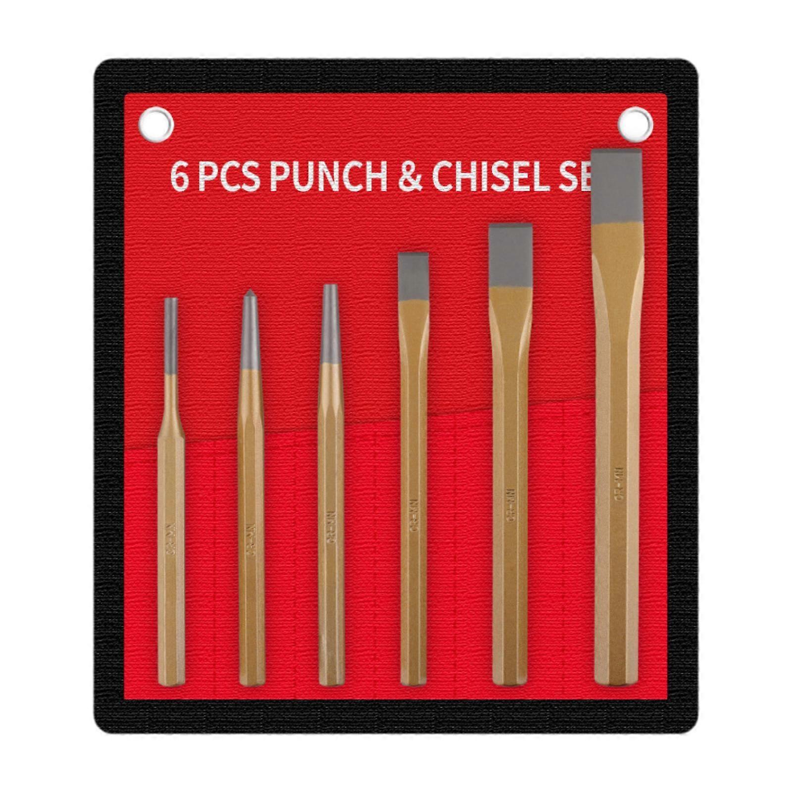 6 Pieces Center Punch Set Centering Pin and Chisel Tool Center Pin Professional