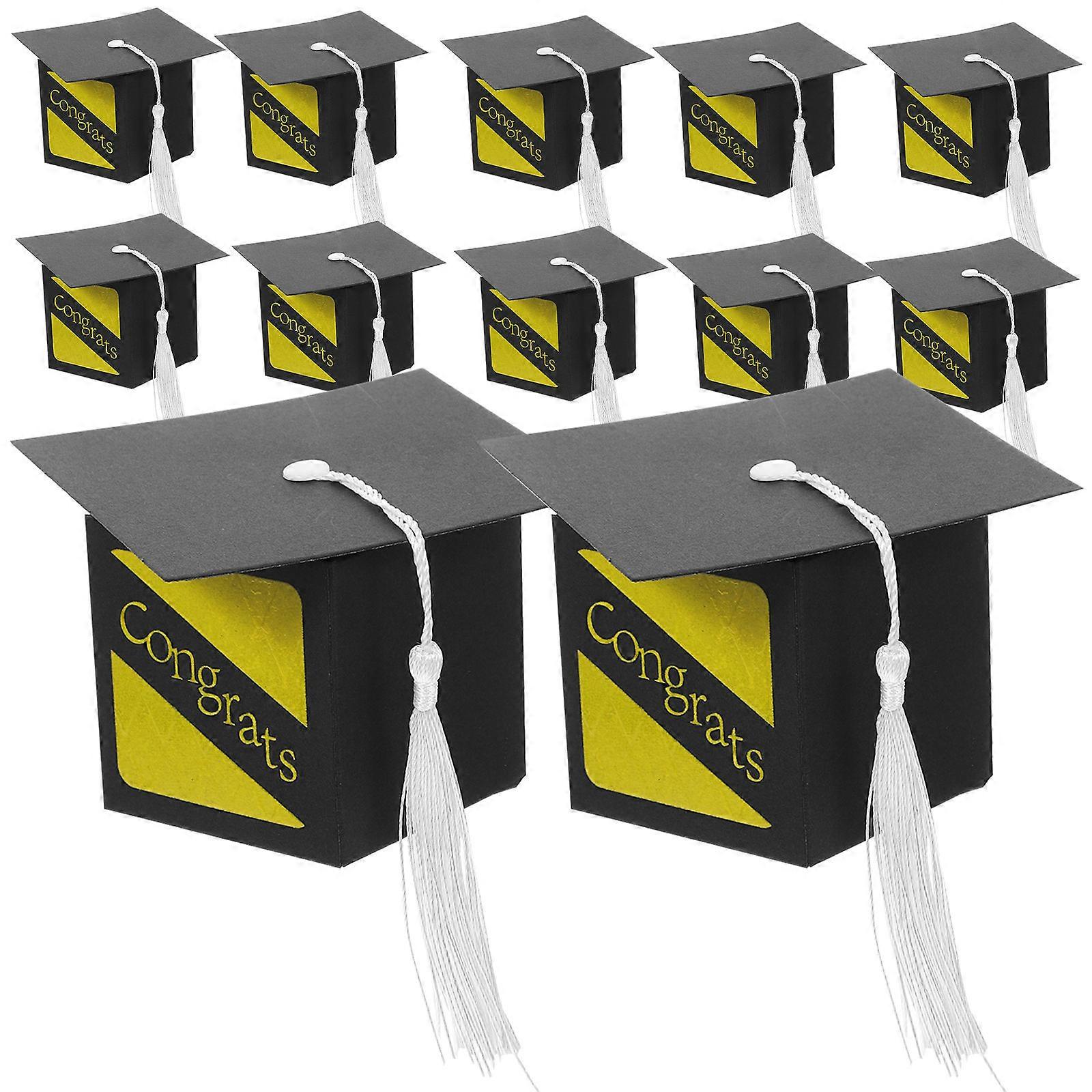 20pcs Elegant Graduation Cap Candy Boxes with Tassel – Perfect for Party Favors, Treats, Nuts, Cookies and Celebrations