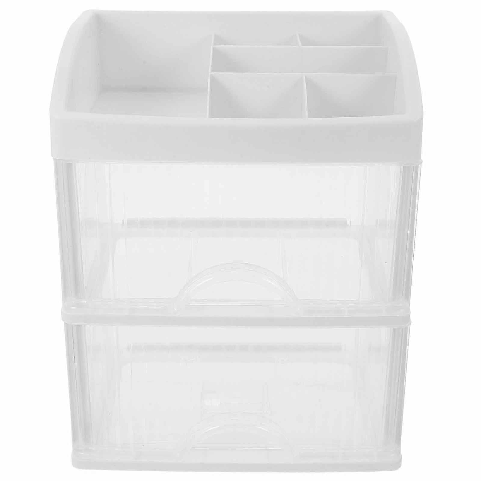 Makeup Vanity Organizer Drawer with 2 Drawers Plastic Storage Cabinet for Home