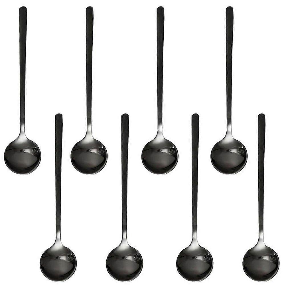 8Pcs Stainless Steel Coffee Spoon Small Round Spoon Coffee Spoon Long Handle Dessert Spoon Spoon Tableware