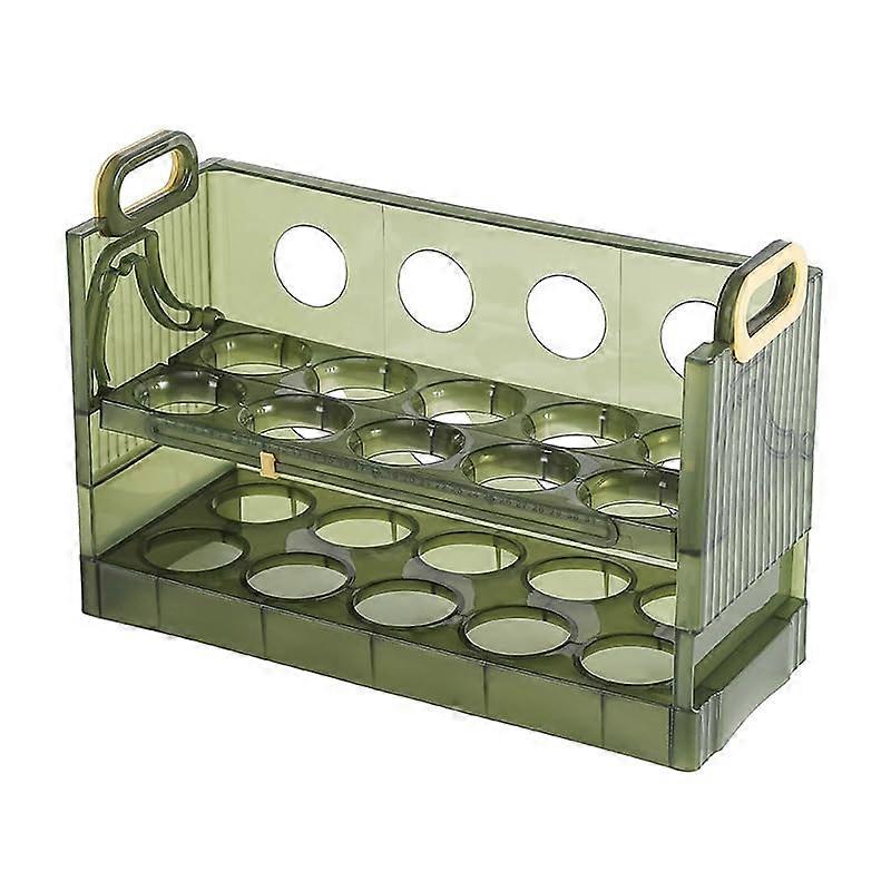 Twolayer foldable egg storage container for refrigerator. 10egg organizer box with  spacesaving design, BPA. 2Layer.