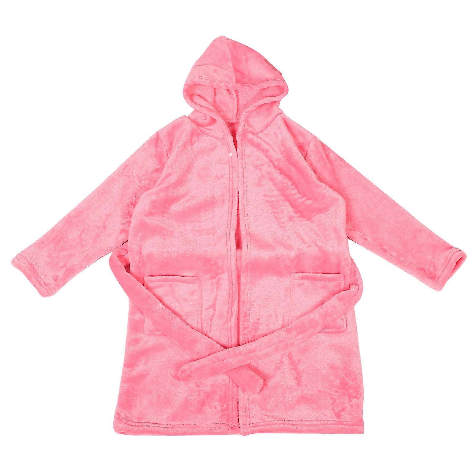 Pink Flannel Robe for Kids Cozy and Warm with Hood Ideal for Bath and Home Use Size Fits Toddler Girls
