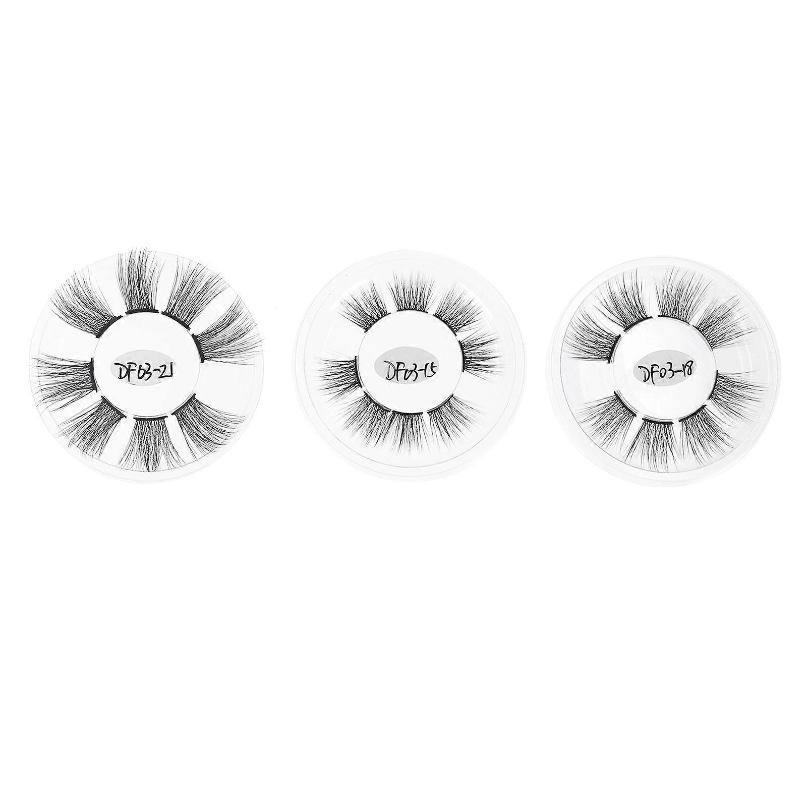 3sets Black Sectional Type Natural Looking False Eyelashes for Professional Use