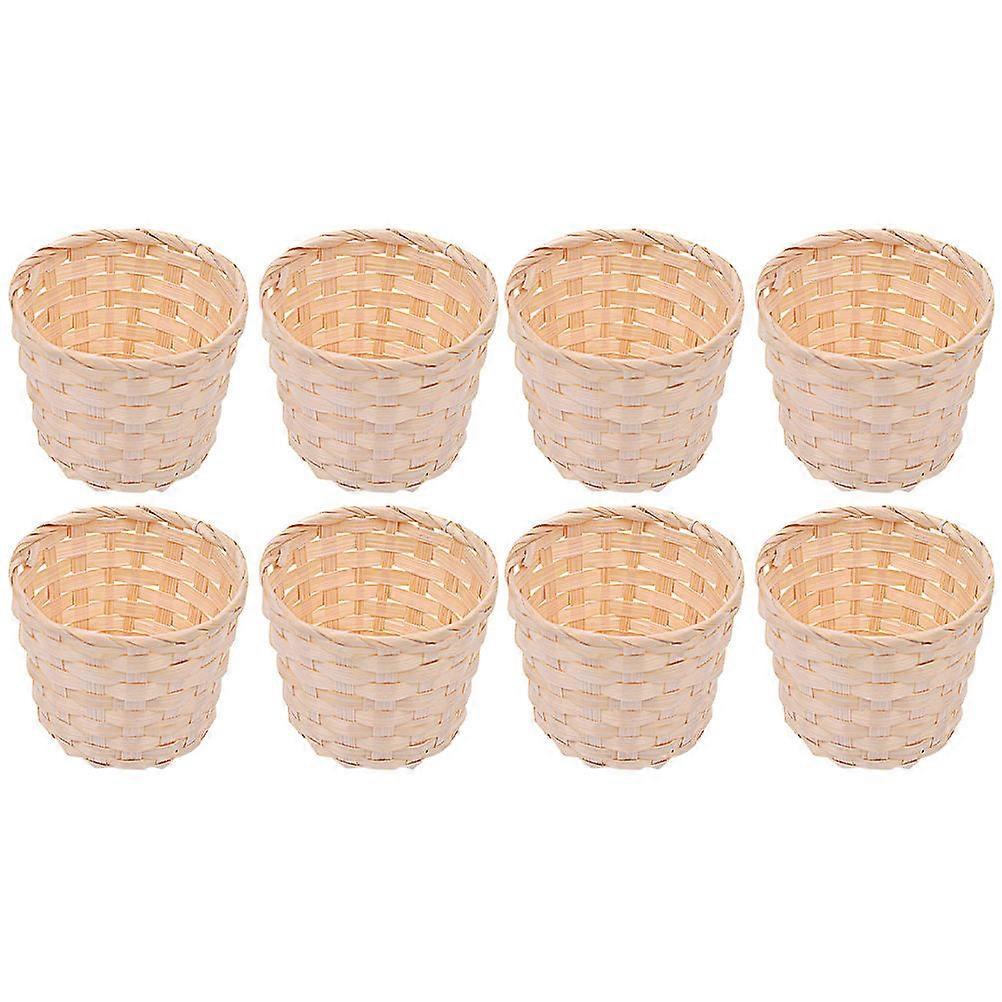 8Pcs Handmade Woven Bamboo Basket Organizer For Living Space And Home Décor