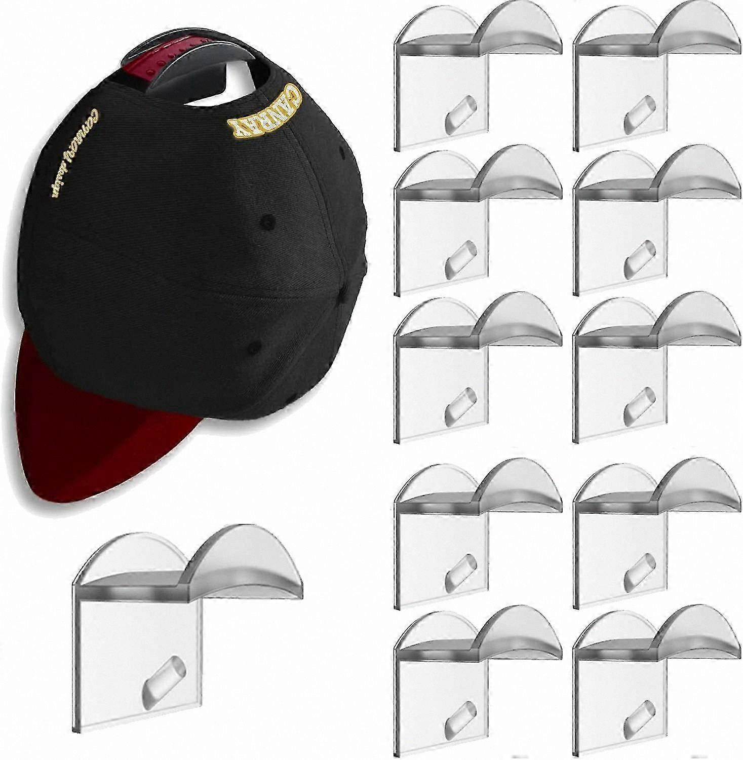 White Minimalist Wall Hooks for Hats - 10-Pack Adhesive Rack Solution