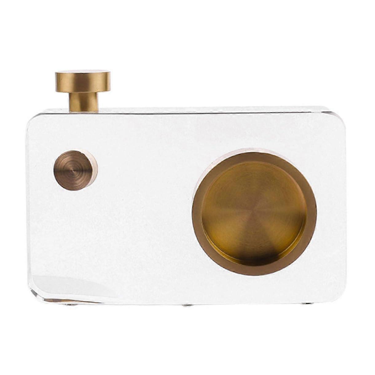 Crystal Camera Ornament Mini Retro Metal Camera Model for Desk Decorations - Golden Transparent 13X9X6.5CM