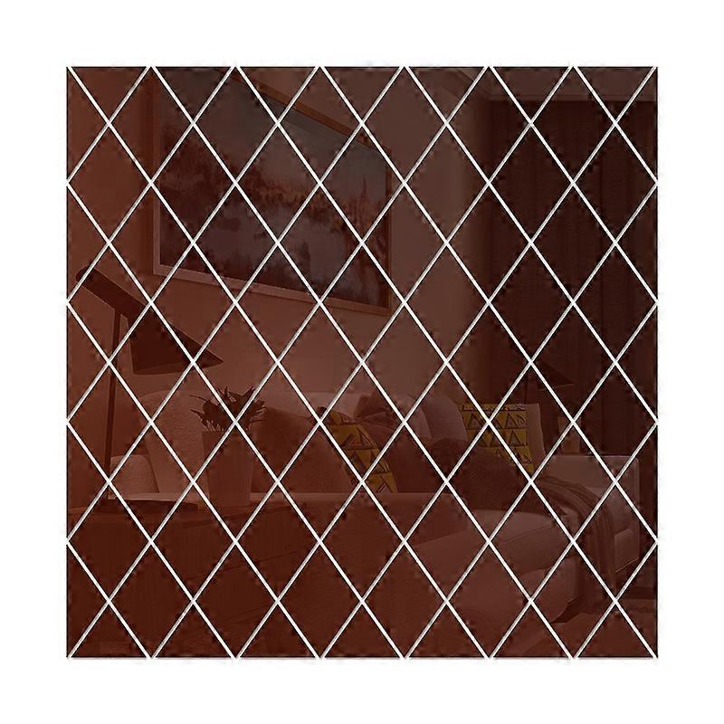 Rhombus Stitching Background Acrylic Mirror Decorative Stickers, Specification: Brown Medium