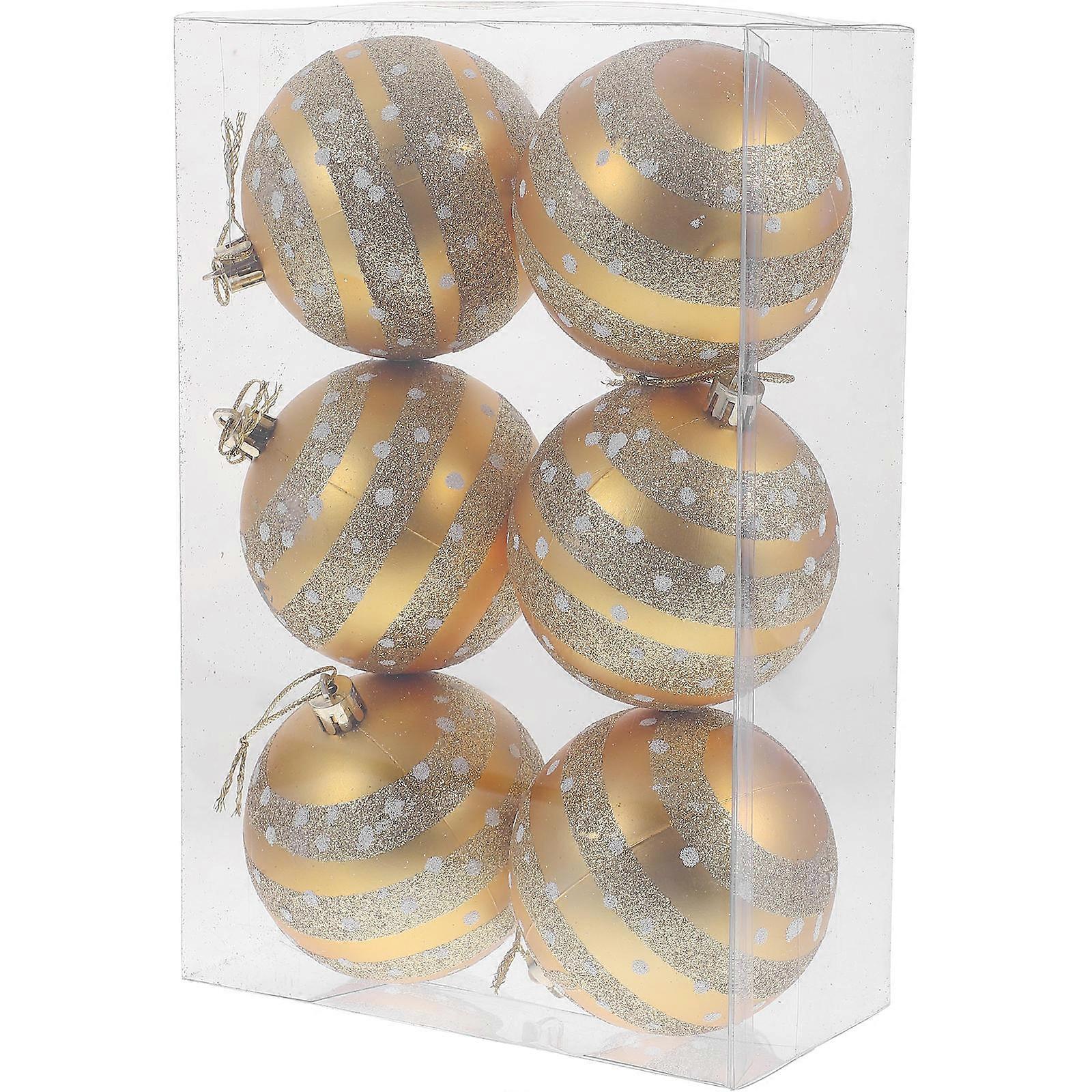 Tree Hanging Decor Christmas Decorative Ball Xmas Tree Elegant Atmosphere Golden 8x8x8cm 6Pcs