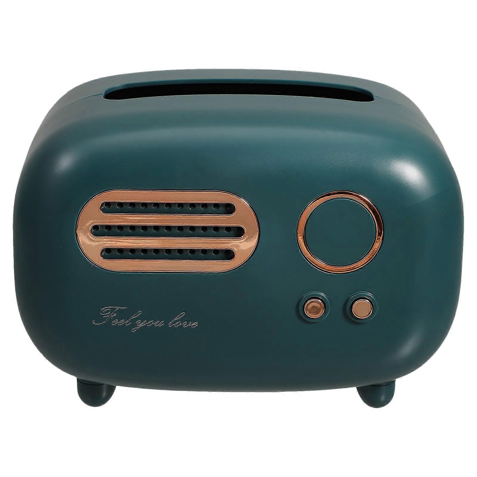 Creative TV Shape Tissue Case for Home Use Wall Mountable Retro Napkin Box in Green PP