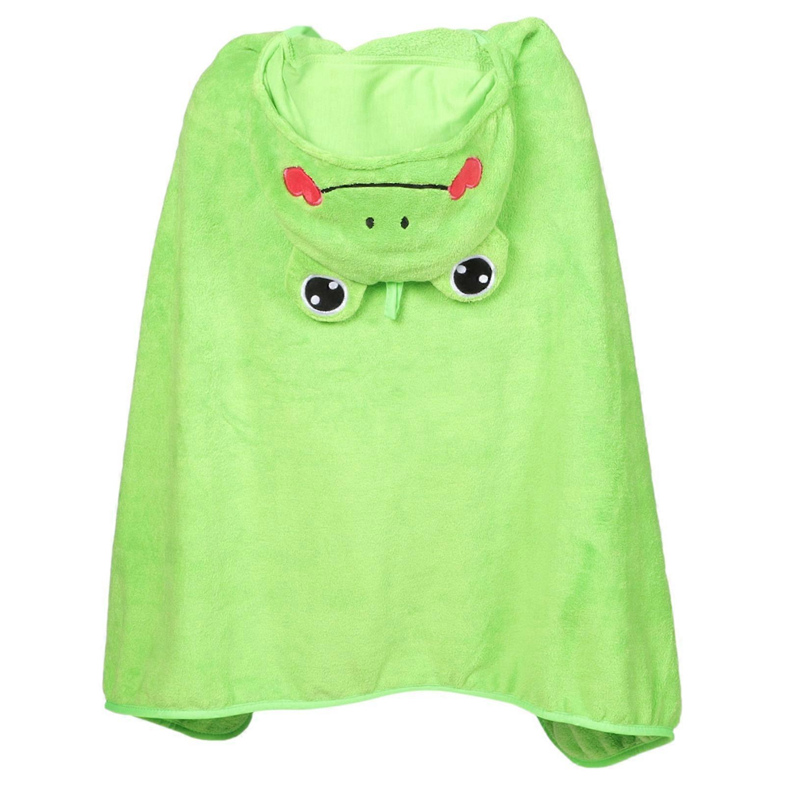 Hooded Children Bath Towel Cartoon Design for Bathing and Beach with Green Color Absorbent 1Pack