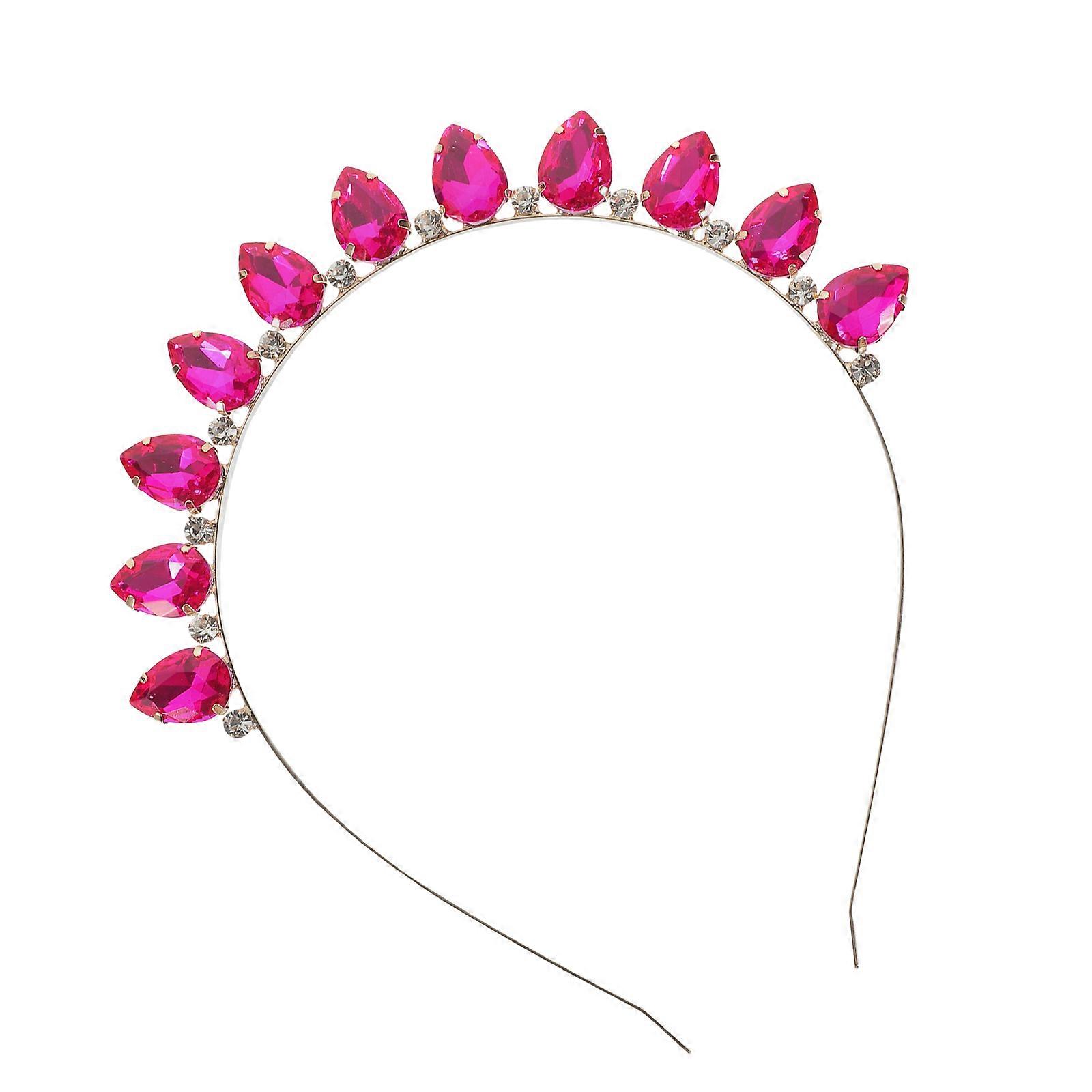 Rhinestone Headband for Girls with Rosy Color and Metal Material Perfect for Decoration Lightweight and Durable 0.5in Wide
