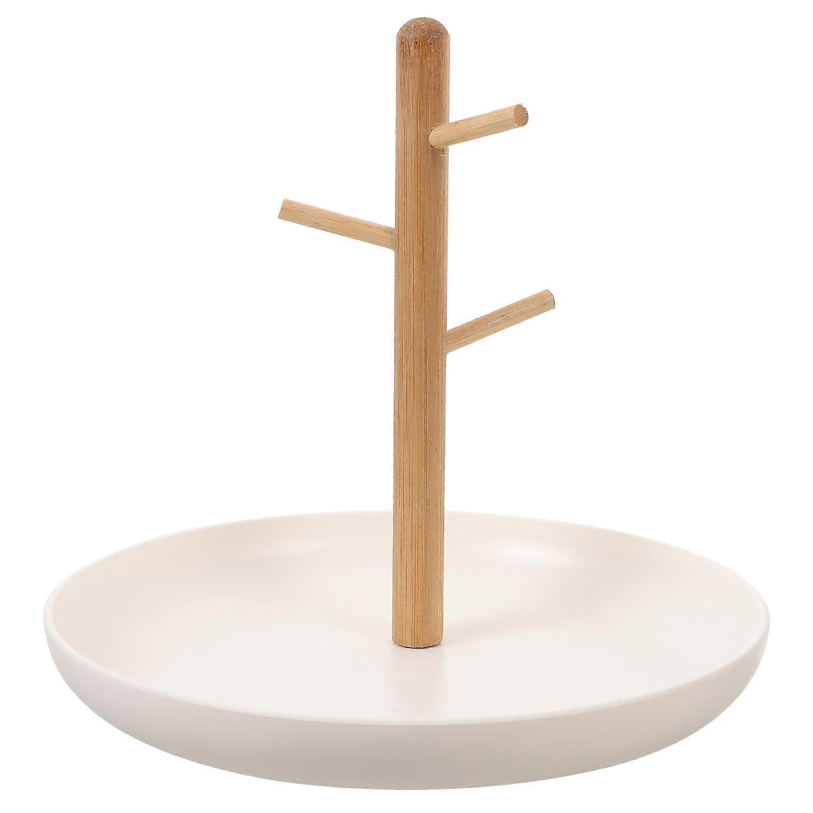 White Jewelry Display Stand for Storage Use with Simple Design and Excellent Texture ABS Bamboo 9.8 Inches