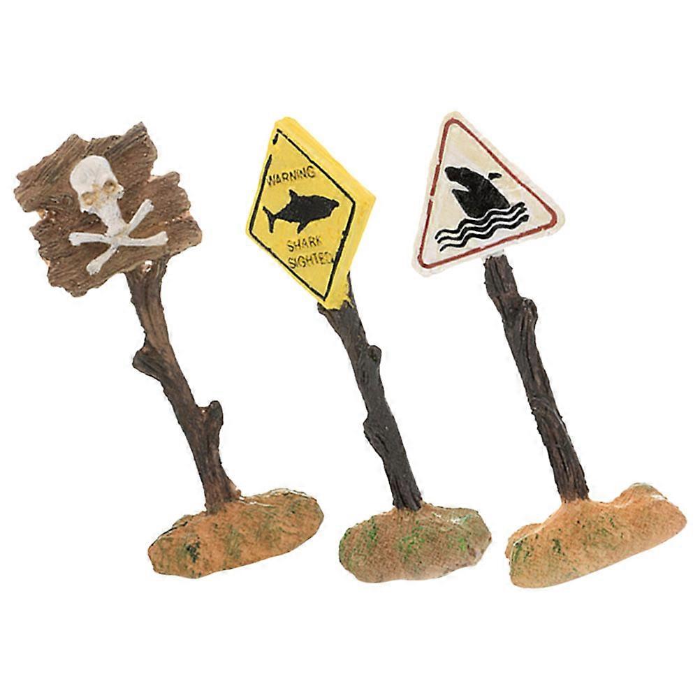Fish Tank Warning Sign Ornament 3Pcs Non-Fading Resin Decoration Creative For Aquarium Enthusiasts