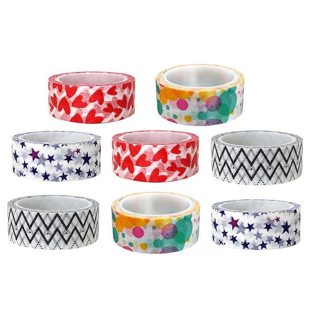 8pcs Colorful Cartoon Washi Tapes for Scrapbooking, Journaling & Crafting Vibrant Sticky Paper for Creative Projects