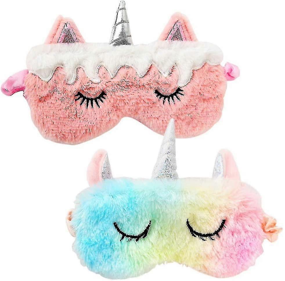 Sleeping Masks, 2pcs, Cartoon Unicorn, Blackout