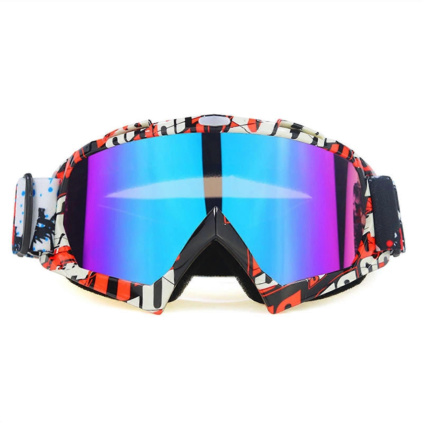 Windproof Dustproof Motocross Goggles for Motorcycle and Ski - Off Road Helmet Racing Glasses NO16, UV Protection, Adjustable Strap