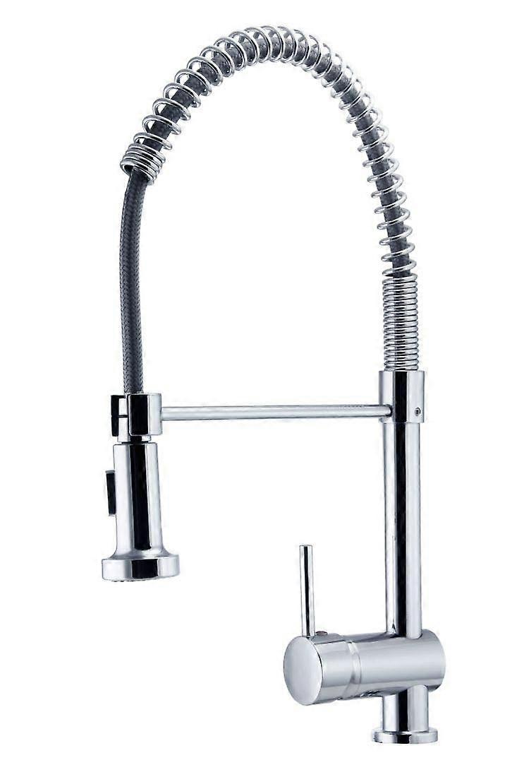 6235BIGF_CR Low Pressure Chrome Kitchen Tap with Spiral Spring and Shower Function, Modern Sink Faucet