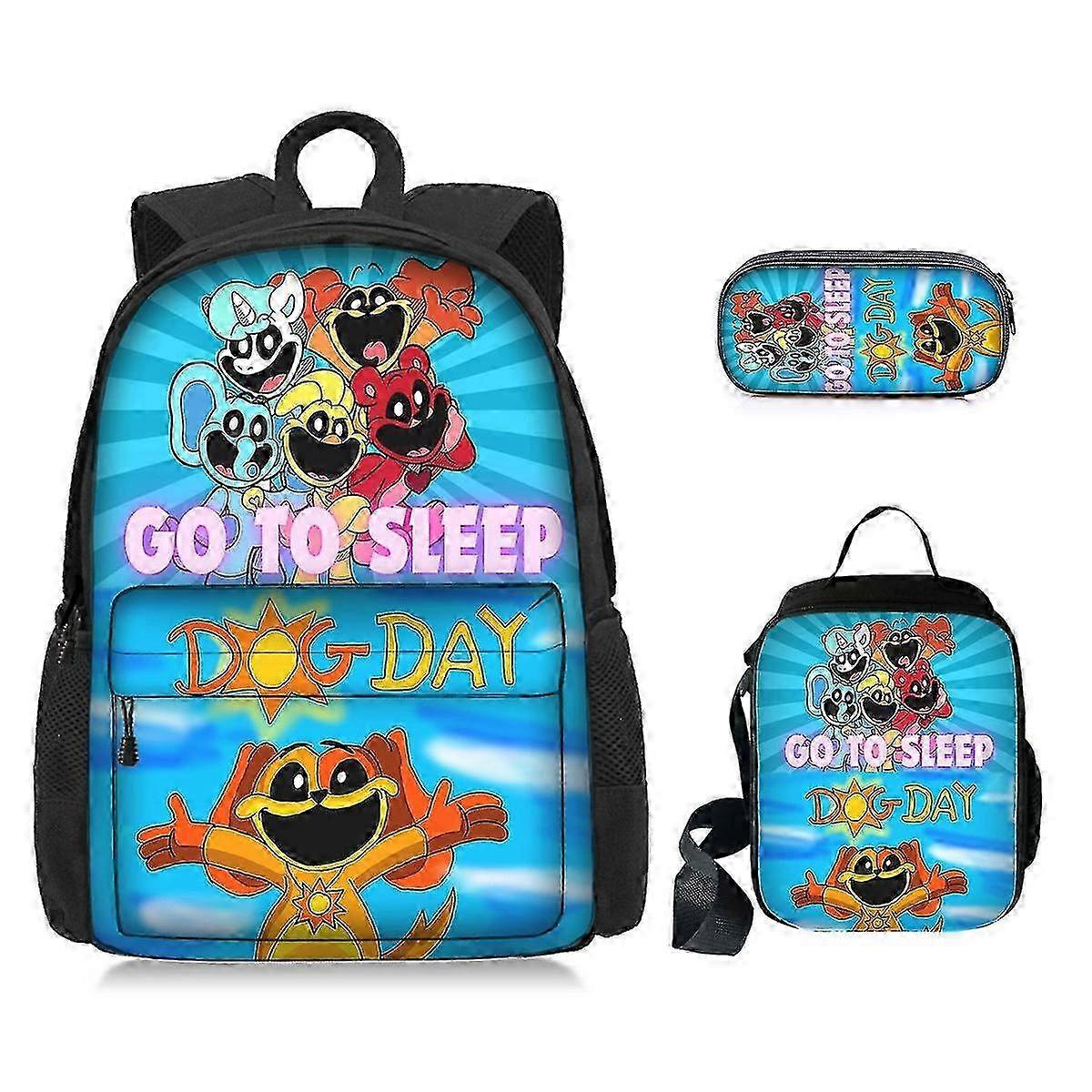 Poppy Playtime-chapter 3 Smiling Critters Student Backpack Three-piece Backpack Set (backpack + Lunch Bag + Pencil Case) 2025
