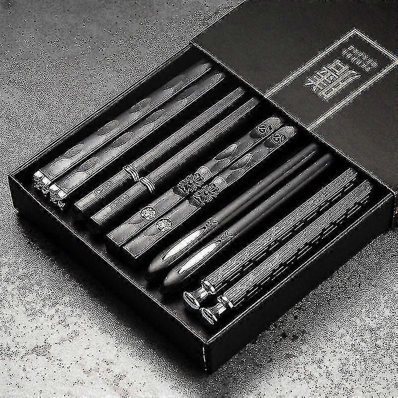 5 Pairs Alloy Laser Engraving Chopsticks Nonslip Reusable Sushi Sticks