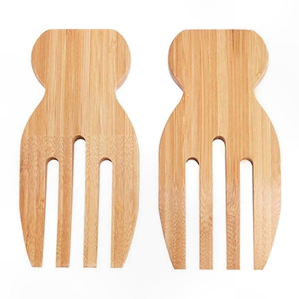 Natural Bamboo Salad Hands Spoon Unpainted Wooden Utensils Non-Stick Rice Fork Soup Stirring Tool