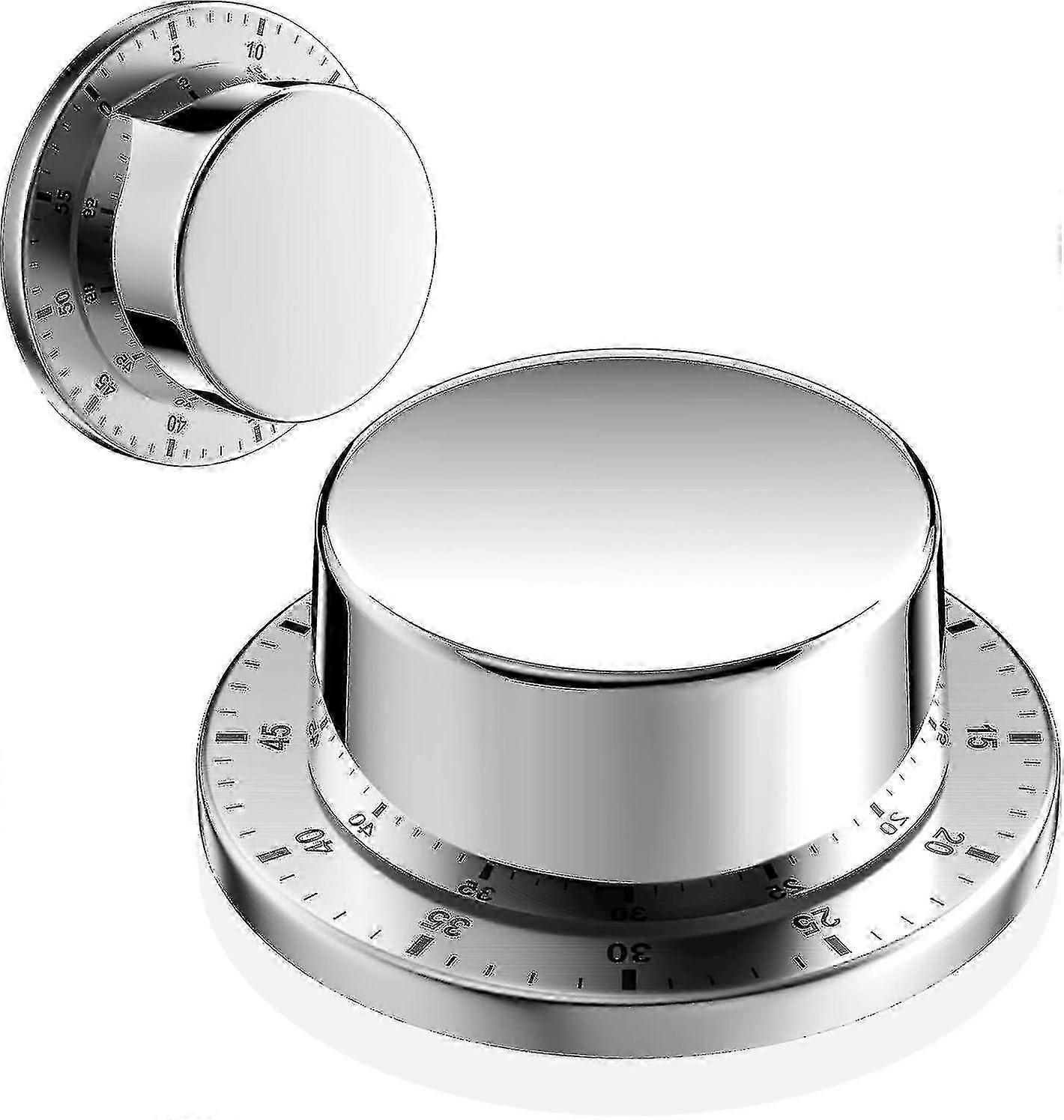 Adsorbable Magnetic Timer, Waterproof Stainless Steel Mechanical Kitchen Timer, Reusable Timer, 60 Minutes Countdown, Suitable for Cooking, Boiling Eg