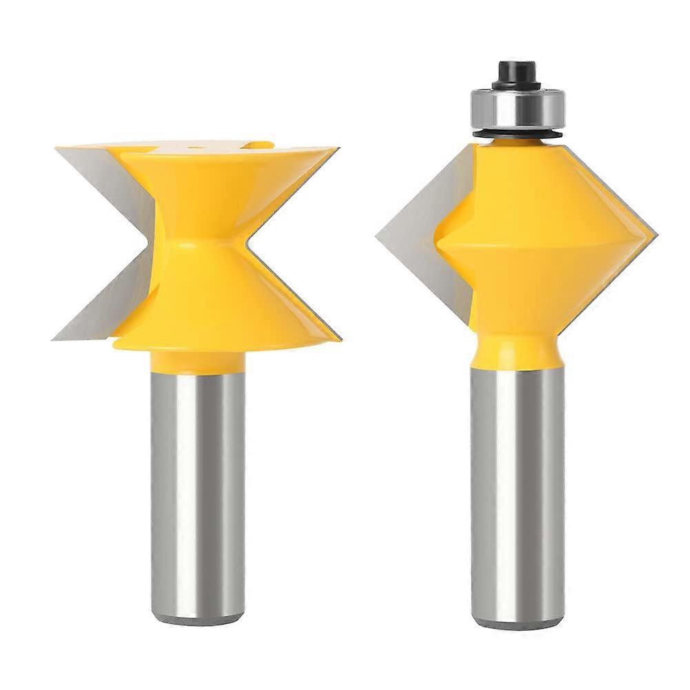 2 pieces 12mm 1/2 inch shank 90degree Vgroove Tprofile edge banding router bit set for woodworking (12mm shank)