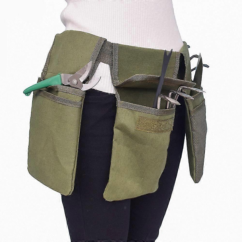 puutarhatyökalujen apuvälinevyö kodin kunnostamiseen ja taloudenhoitoon, kangas vyötärö järjestäjälaukku - vihreä