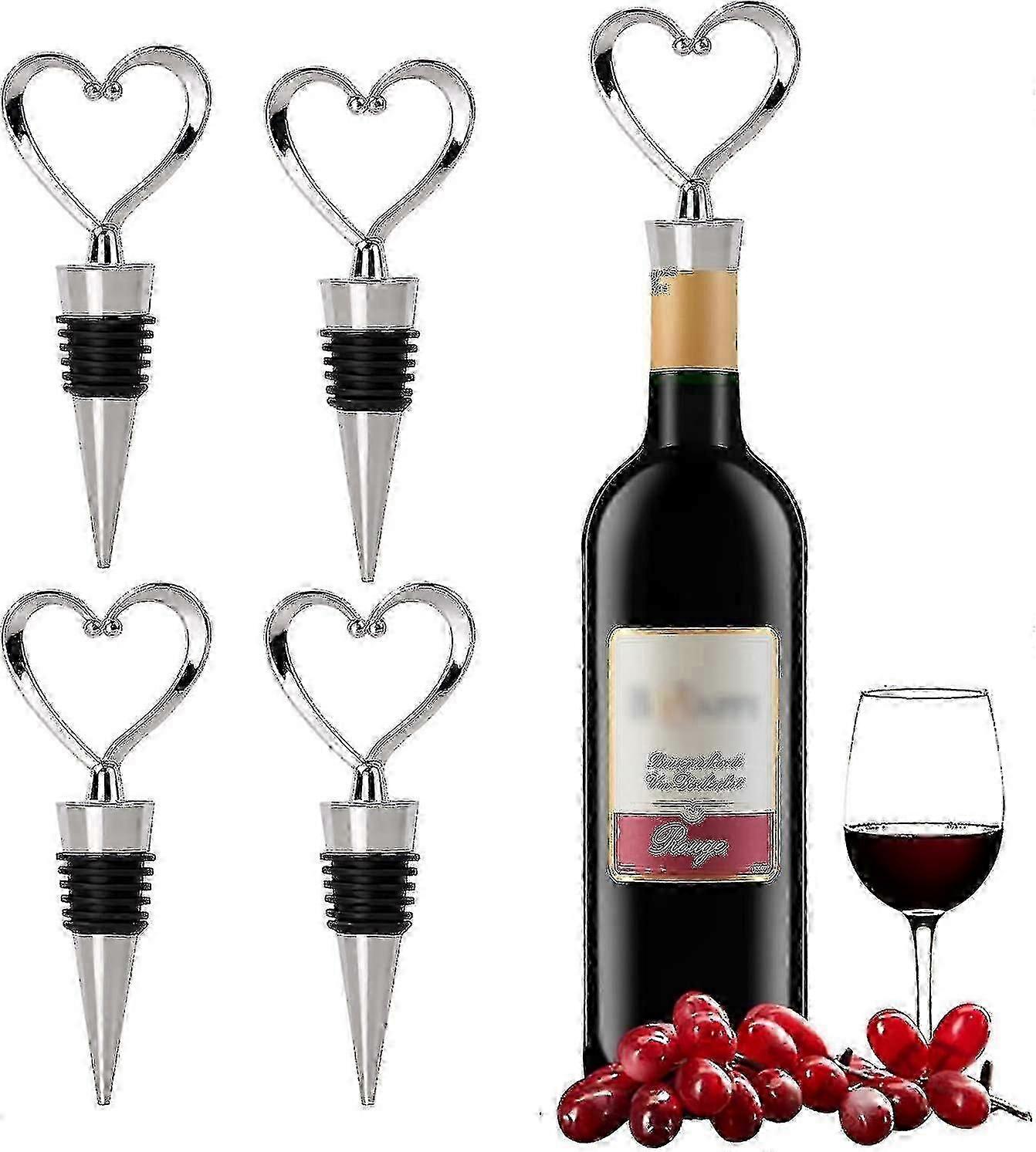 5pcs Heart-Shaped Wine Stoppers for Romantic Bottles