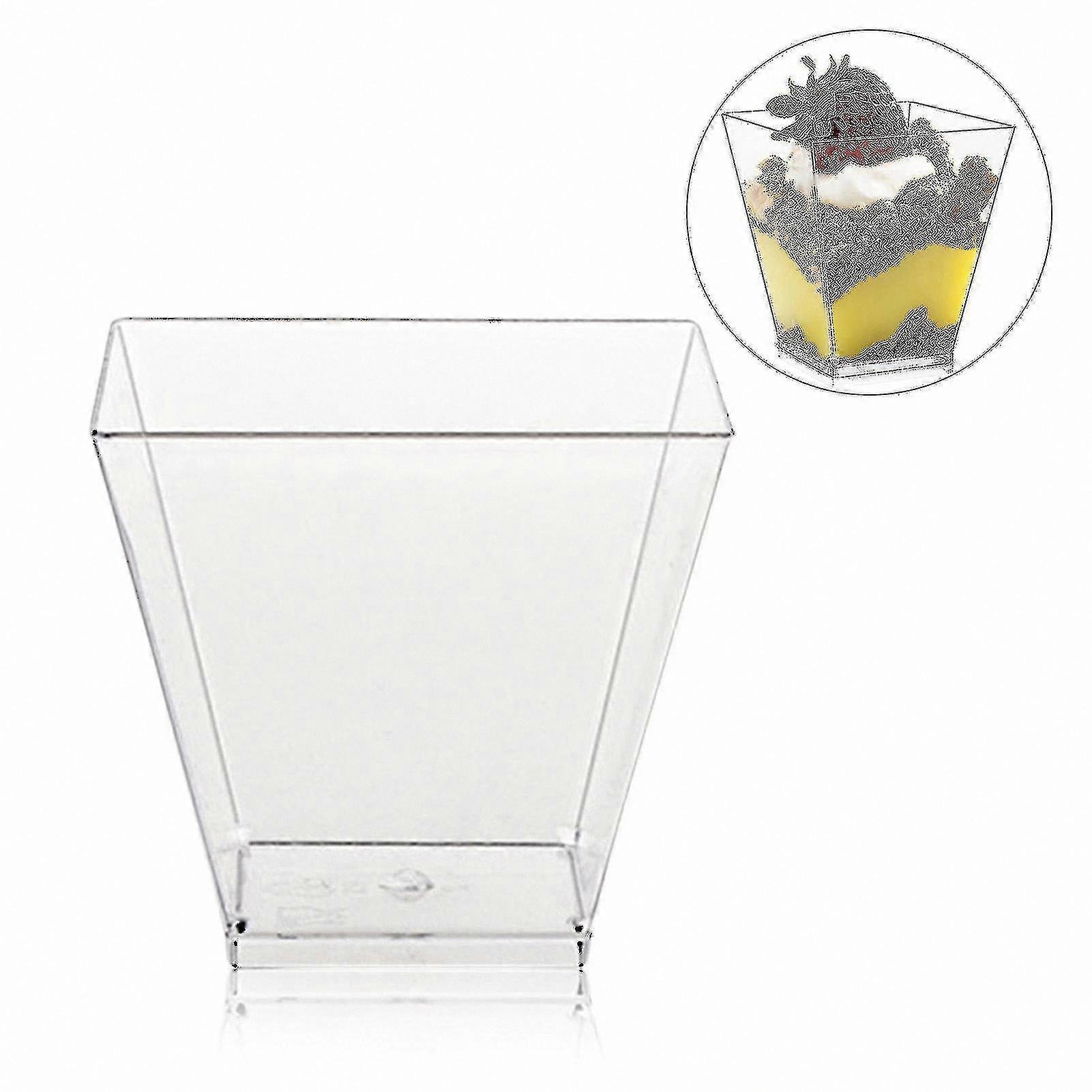 50 Pack Clear Mini Dessert Cups 60ml Disposable Square Containers for Cake Samples