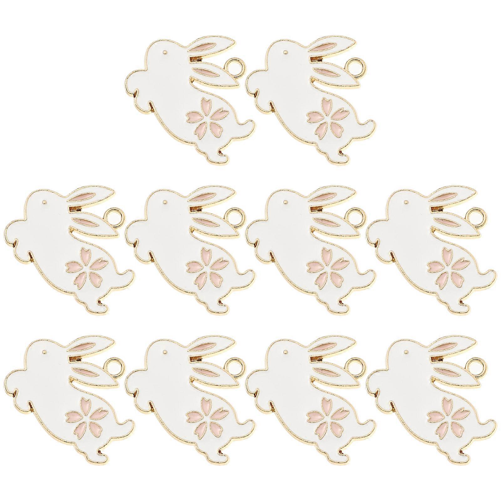 Alloy Material Rabbit Pendant for Diy Jewelry Making Key Ring Color 10Pcs