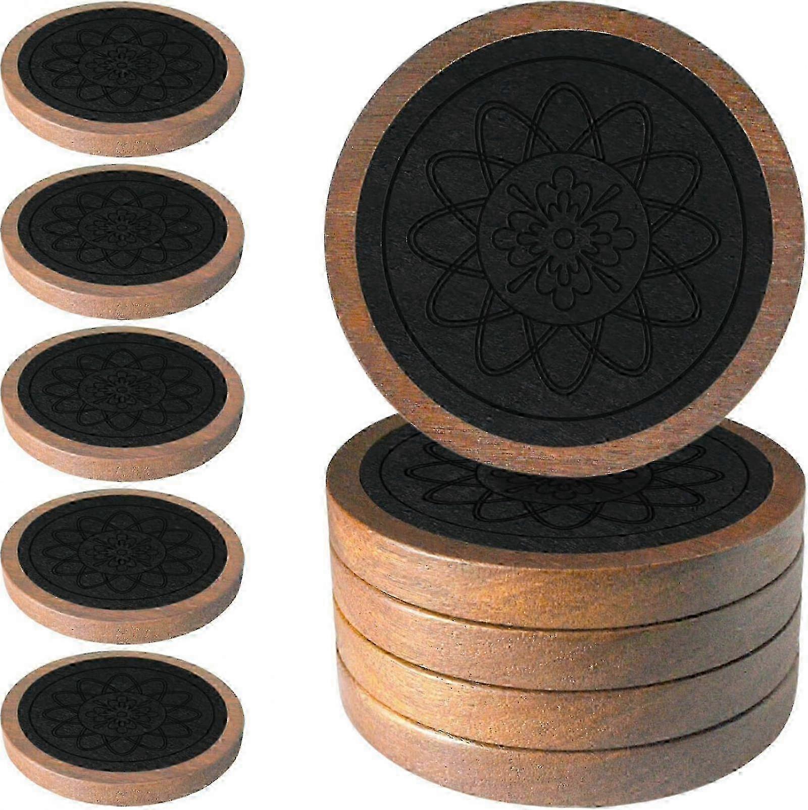 Absorbent & Non-Slip Wood Drink Coasters Set of 5 for Table Protection - Includes Shelf for Storage
