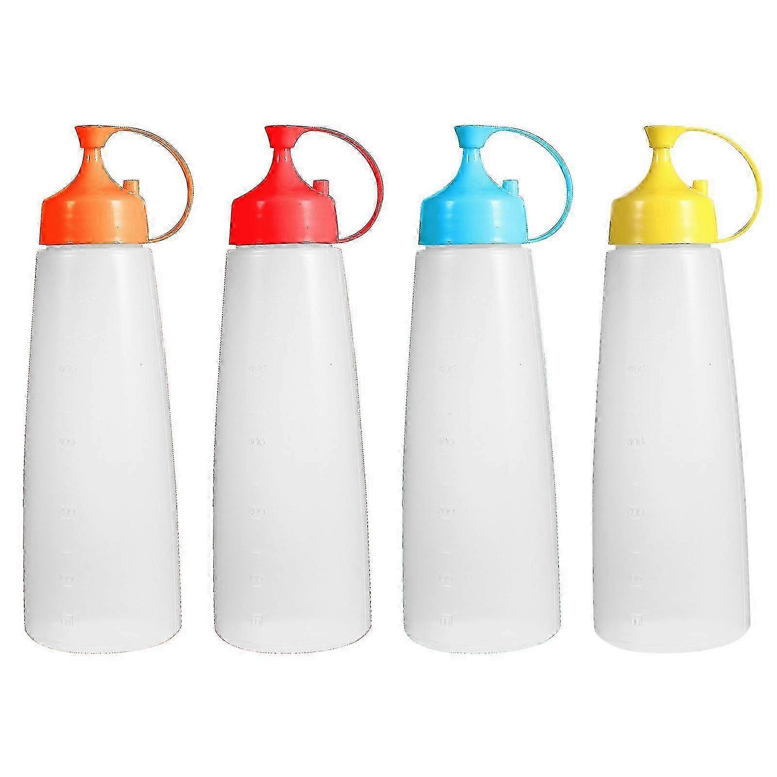 4-Piece Durable 500ml Plastic Squeeze Bottles for Sauce, Dressing & Condiments