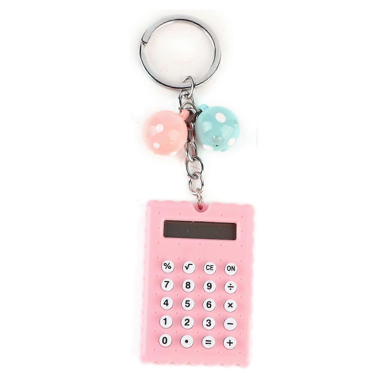 Mini Portable Cute Cookies Style Key Chain Calculator Candy Color Pocket Calculator (Pink)