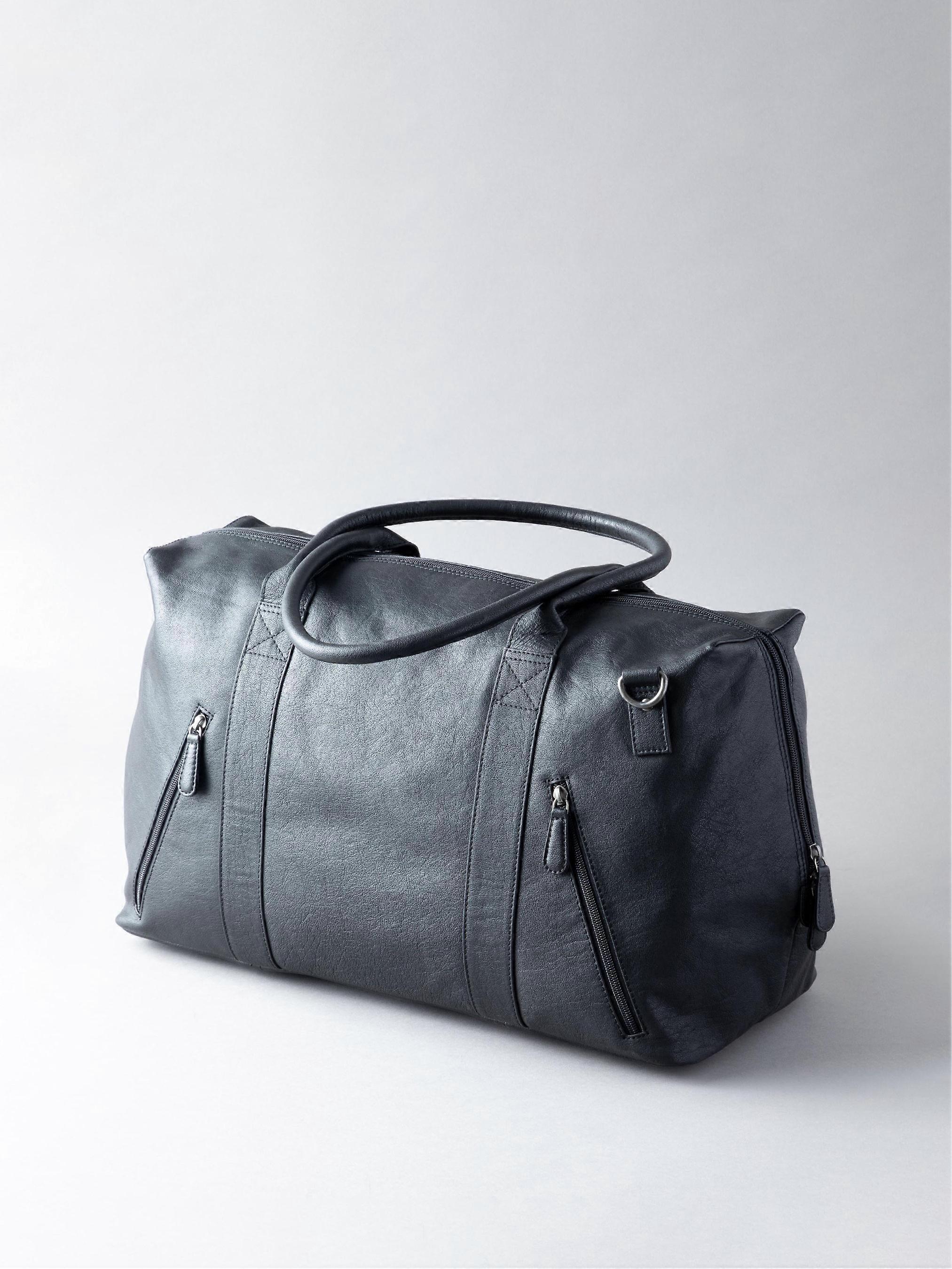 Discoverer Large Leather Holdall in Black