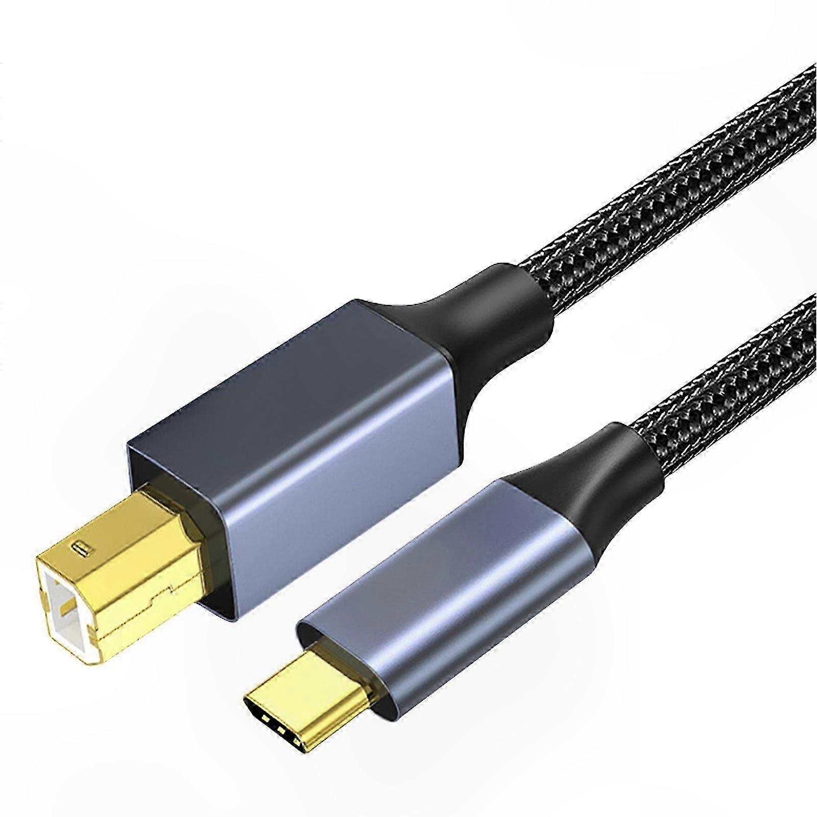 USB C to USB B Printer Cable for Data Transmission, Compatible with Printers and Scanners
