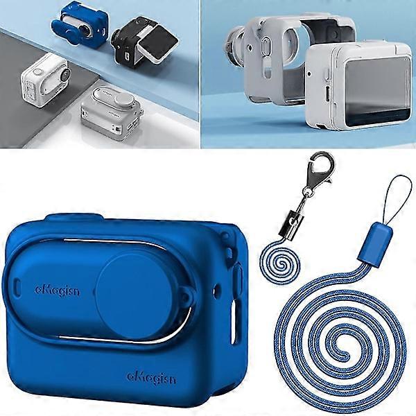 Silicone Case for Insta360 Go 3 with Lanyard and Protective Accessories for Insta360 Go 3 Blue