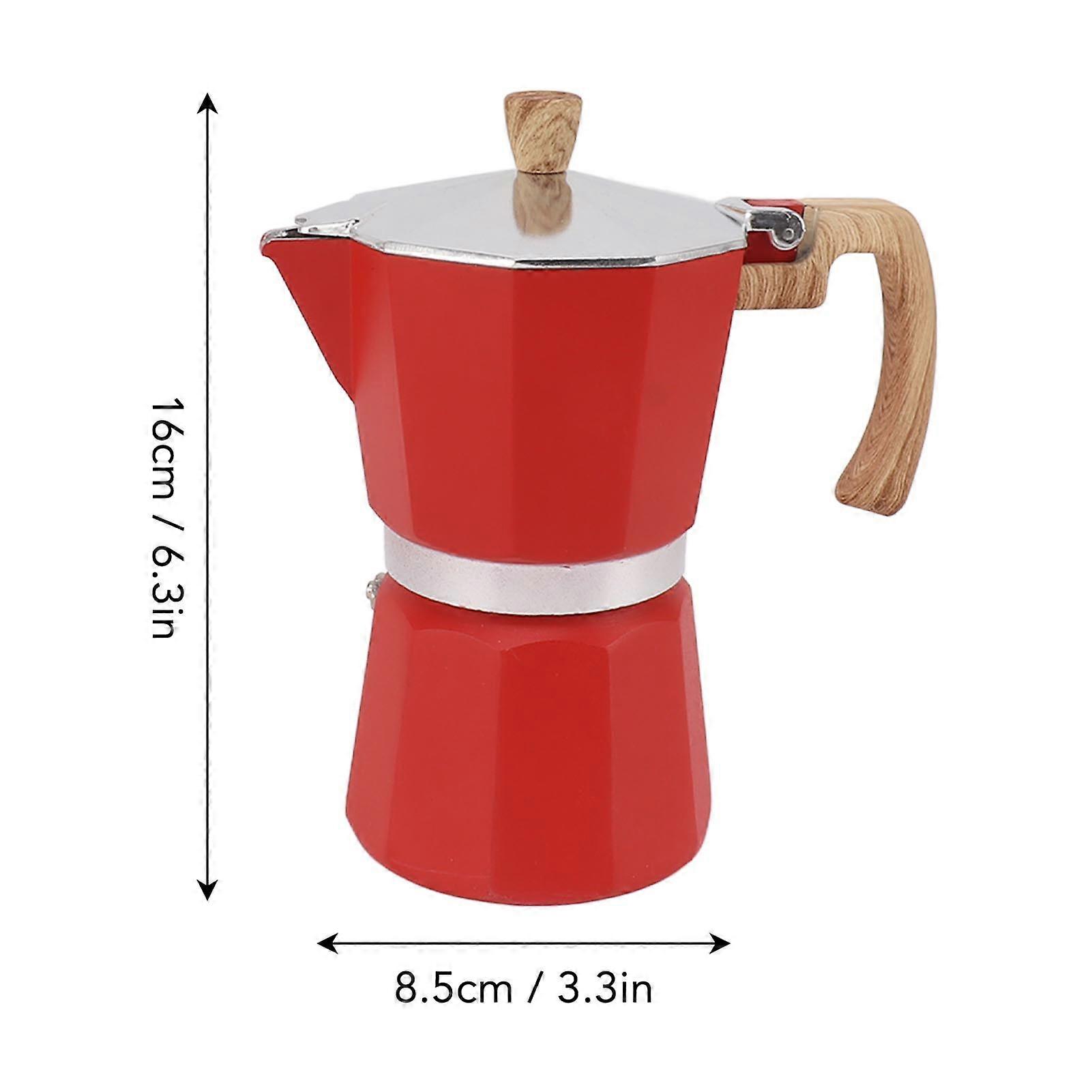 Moka Pot Aluminium Alloy 150ml Octagonal Red Coffee Maker