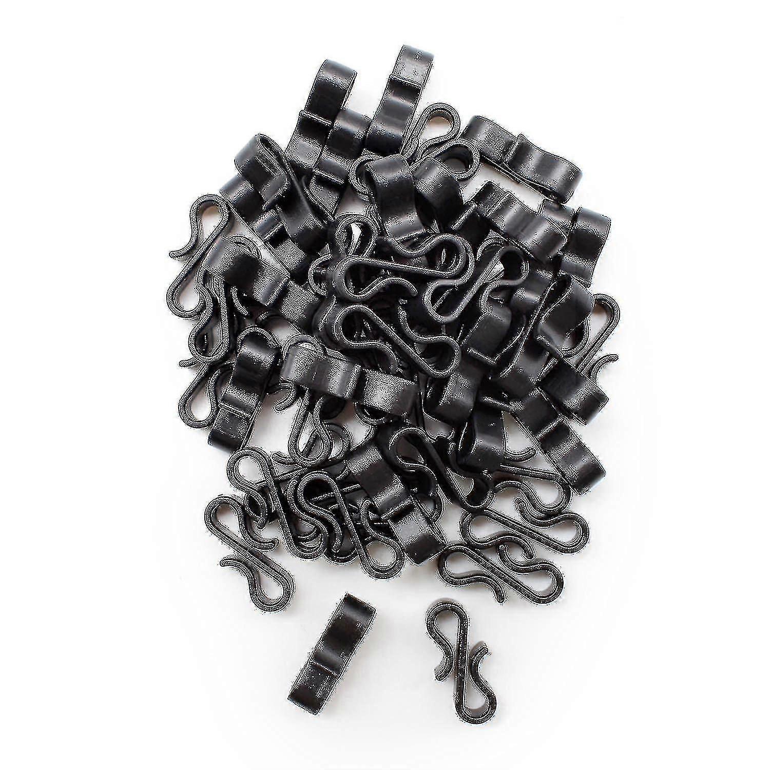 100pcs Plastic Gutter Hooks - Black S-shaped Christmas Light Hooks (12*28*6mm)