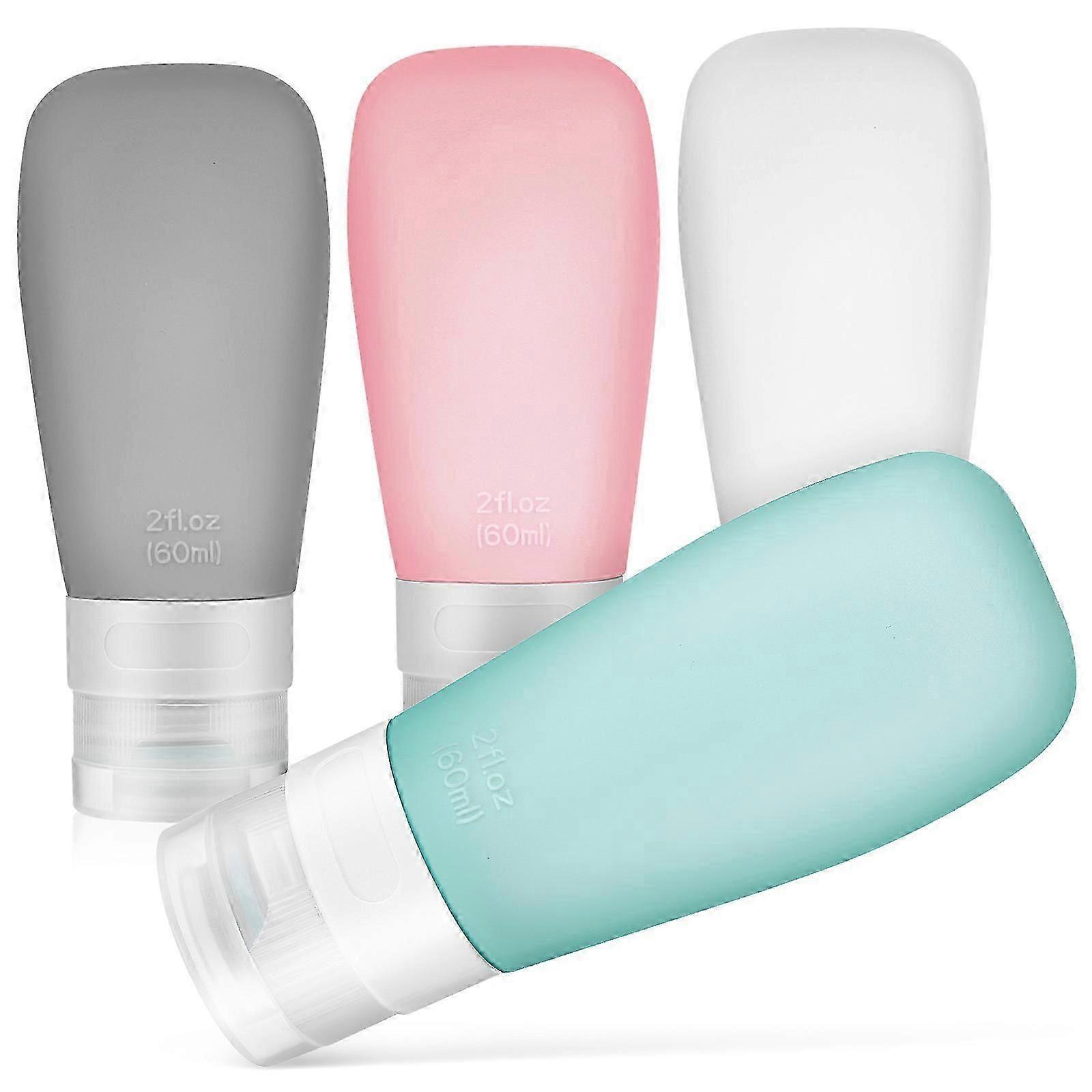 4 Pcs Empty Refillable Tubes Bottles Squeeze Travel Bottles with Caps Dispenser Containers for Shower Shampoo Facial Cleanser
