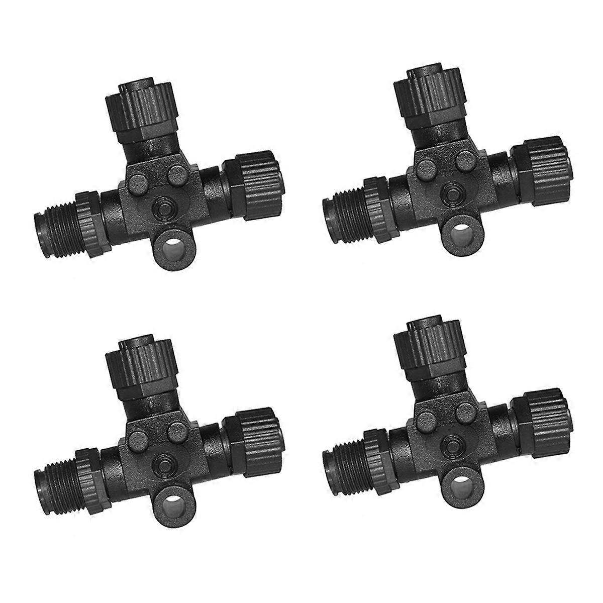 For NMEA 2000 T Connector 3 Port T-Shaped Three-Way Plastic Nut Waterproof NMEA 2000 Kit 4 PCS
