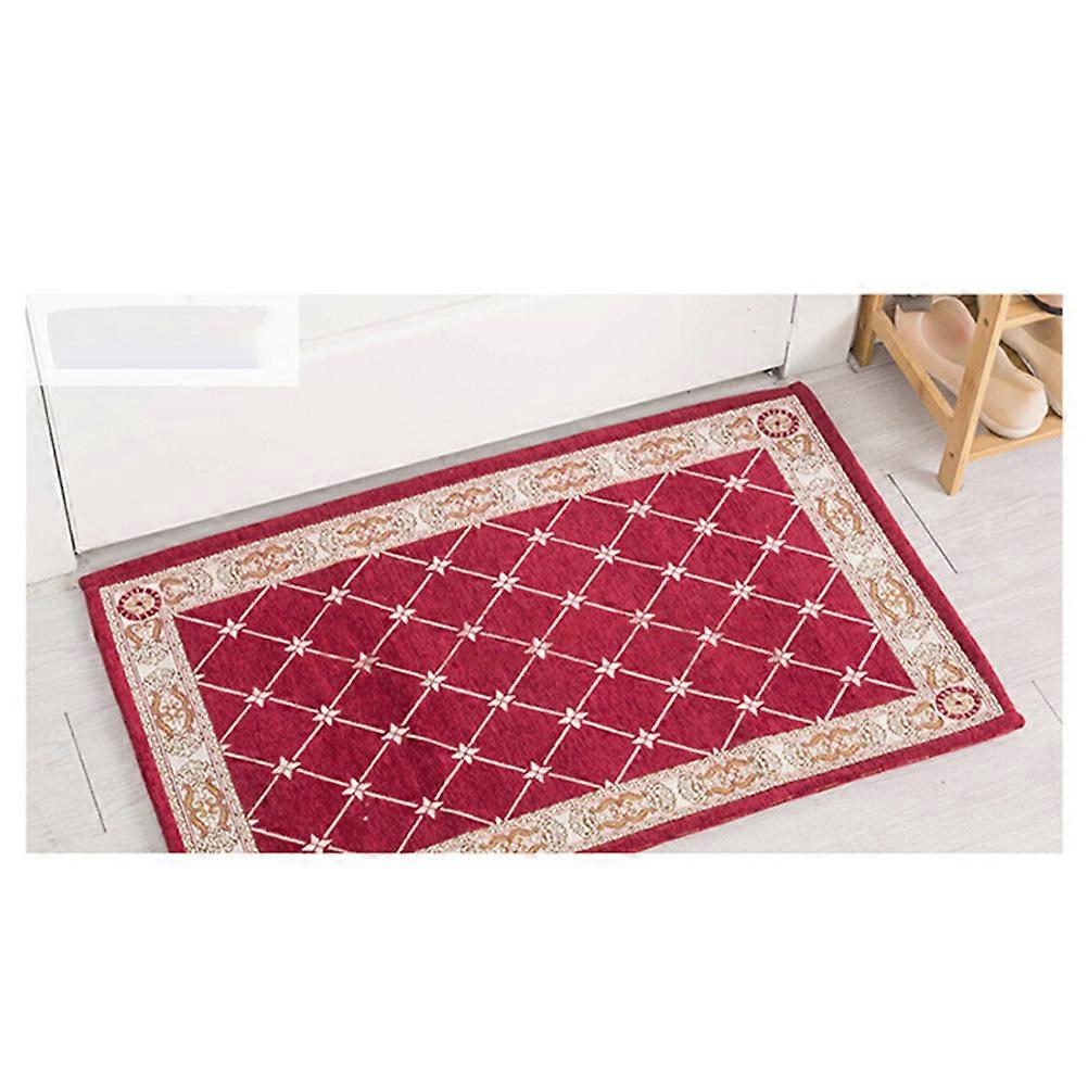 Red Nonslip Polyester Floor Mat for Kitchen Bathroom with Sturdy Stitching Machine Washable 60x40cm