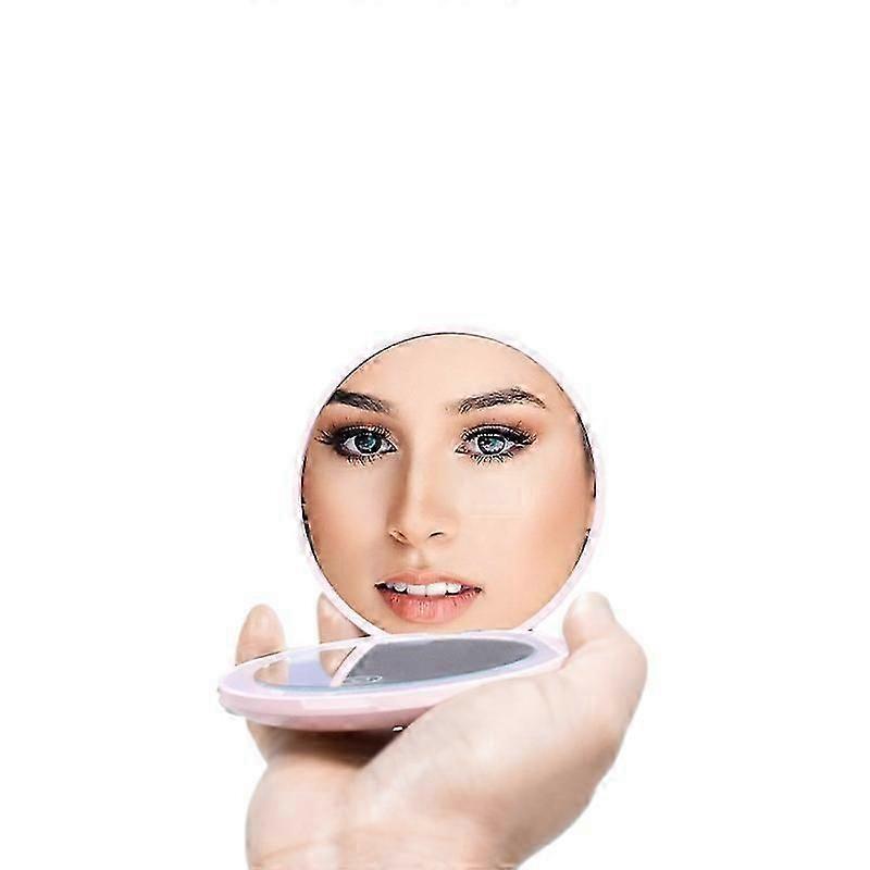 portable foldable led makeup mirror small round handheld