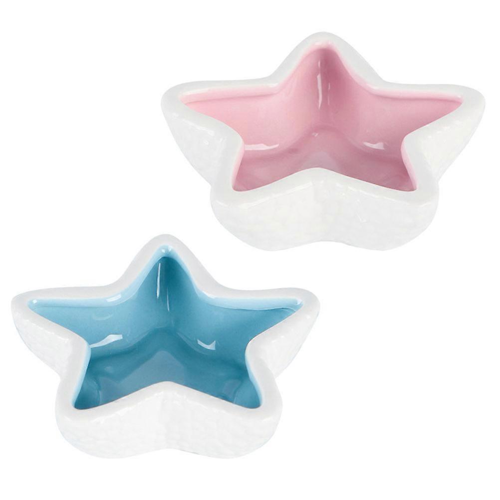 Pet Feeder Ceramic Food Bowl for 2Pcs Hamster Practical Holder