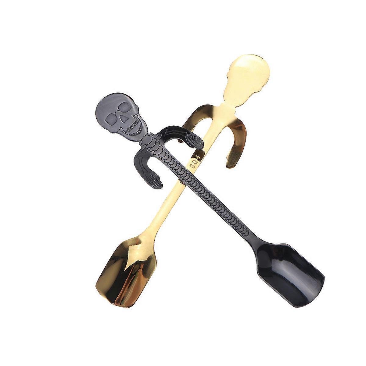 Coffee Spoon Stainless Steel Creative Skull Design for Kitchen Use 2Pcs