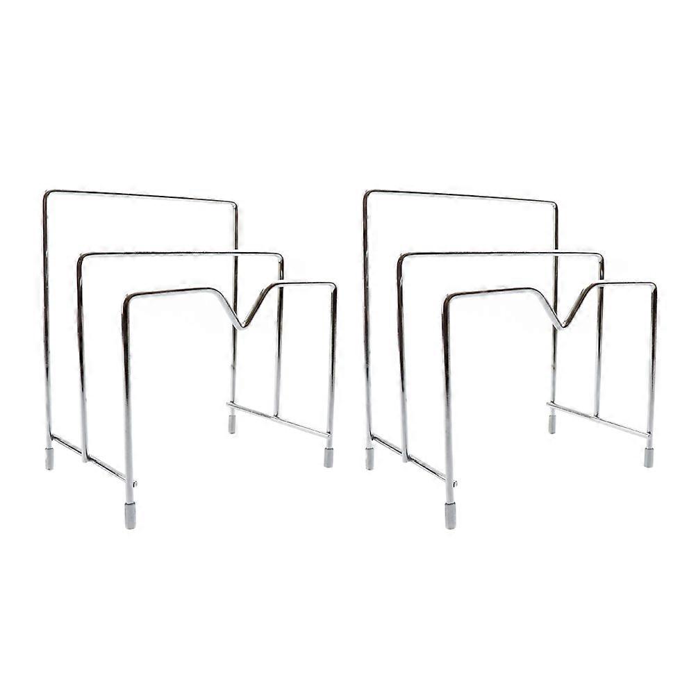 Silver Stainless Steel Multi-Functional Plate Display Stand for Storage Use 2Pcs