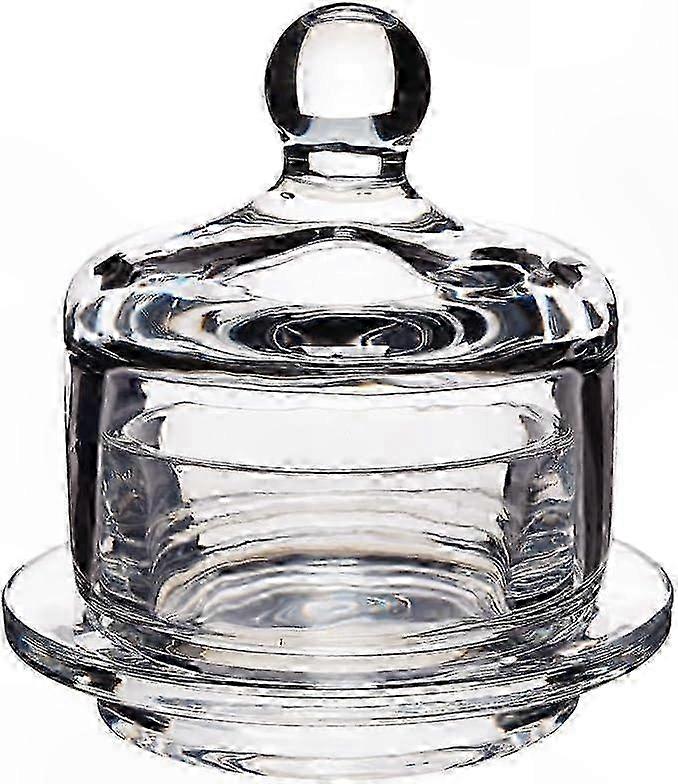 Clear Glass Butter Container with Lid, 9 x 9.5 cm, for Butter, Cheese, Spreads, and More