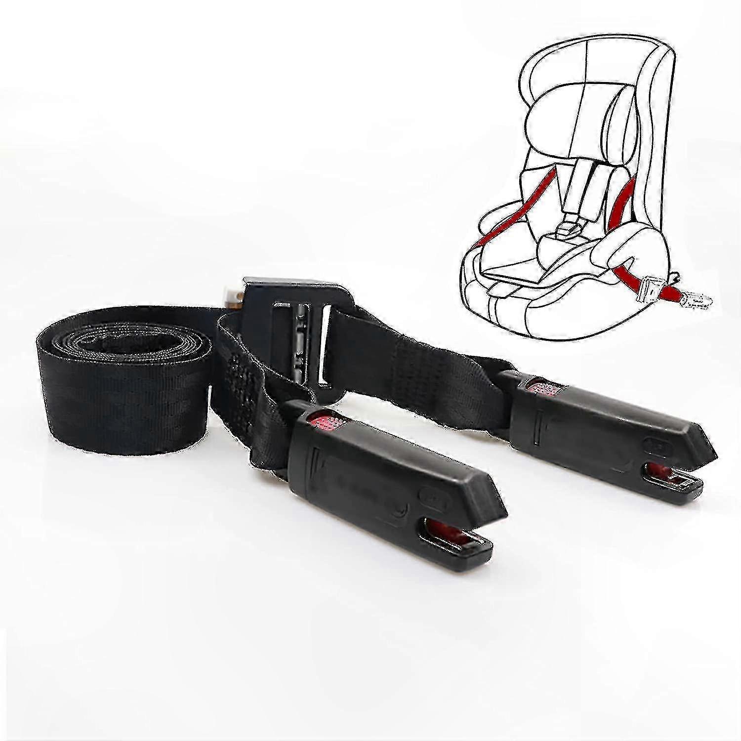 Universal Isofix Strap for Child Seats, One-Button Operation, Soft Polyester, Black, 5.25ft, 15000N Tension Resistance