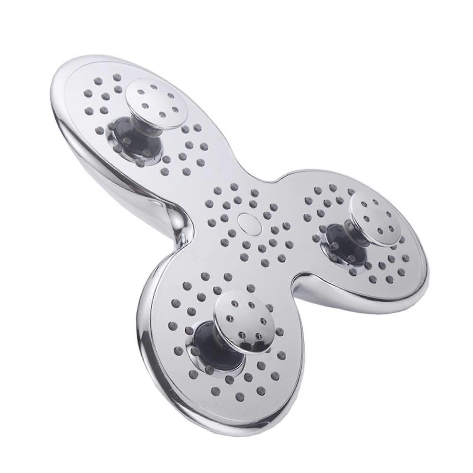 9.5 Inch ABS Shower Head Petal Shape, 3-Function Rainfall Shower Head, Adjustable Top, Silver